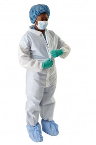 Medline Multilayer Breathable Coveralls - Multilayer Coveralls with Elastic Wrists and Ankles, White, Size XL - NONCV280XL