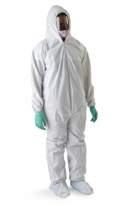 Medline Anti-Static Microporous Breathable Coveralls with Hood and Boots - Antistatic Microporous Breathable Coveralls with Hood and Boots, White, Size M - NONCV980M