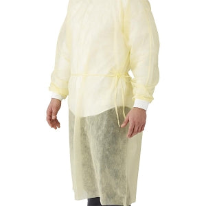 Medline Medium-Weight Dental Cover Gowns with Knit Cuffs - Spunbond Polypropylene Dental Gown with Knit Cuff, Yellow, Size XL - NONDYXL
