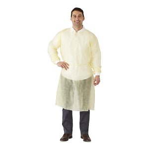 Medline Medium-Weight Dental Cover Gowns with Knit Cuffs - Spunbond Polypropylene Dental Gown with Knit Cuff, Yellow, Size XL - NONDYXL