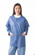 Medline Disposable Knit Cuff / Collar Multilayer Lab Jackets - Multilayer Lab Jacket with Knit Cuffs and Collar, Blue, Size 2XL - NONRP600XXL