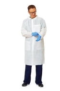 Medline Disposable Knit-Cuff Multilayer Lab Coats with Traditional Collar - Disposable Knit-Cuff Multilayer Lab Coats with Traditional Collar, White, Size XL - NONSW100XL