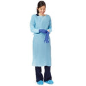 Medline Premium Polyethylene Fluid-Resistant Protective Gowns - Standard Polyethylene Isolation Gowns with Thumb Loop, Blue, Size XL - NONTH200