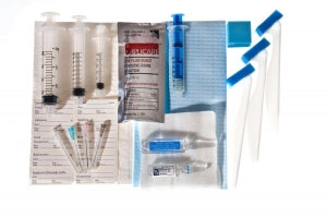 Medline Universal Single Shot Tray - Single Shot Epidural Tray with No Tuohy Needle and 7 mL Plastic LOR Syringe, with Sodium Chloride and Lidocaine - PAIN9012S