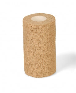 Medline Nonsterile Self-Adherent Cohesive Wraps - Nonsterile Cohesive Bandage, Tan, 4" x 5 yd. (10.2 cm x 4.6 m) - PRM088004