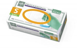 Medline Medline Professional Nitrile Exam Gloves with Aloe - Professional Powder-Free Textured Nitrile Exam Gloves with Aloe, Size S - PRO31761
