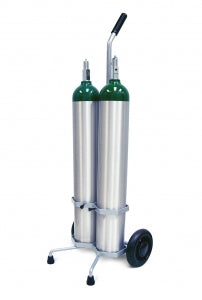 Medline Cylinder Transport Racks - Oxygen Cylinder Cart, 2-Cylinder Capacity, D / E Tanks - RRI1500102