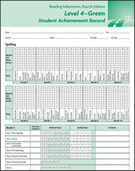 Reading Milestones–Fourth Edition, Level 4 (Green) Student Achievement Record (10 Pack) 