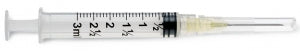 Medline Medline Standard Hypodermic Syringes with Needle - Luer-Lock Syringe with 20G x 1" Hypodermic Needle, 3 mL - SYR103205
