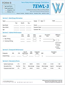 TEWL-3 Administration/Record Booklet Form B (10) Wayne Hresko, Shelley Herron, Pamela Peak, Deanna L. Hicks