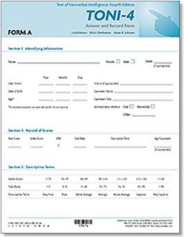 TONI-4 Form A Answer Booklet and Record Forms (50) Linda Brown, Rita J. Sherbenou, Susan K. Johnsen