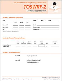 TOSWRF-2: Student Record Forms A (100) Nancy Mather, Donald D. Hammill, Elizabeth A. Allen, Rhia Roberts