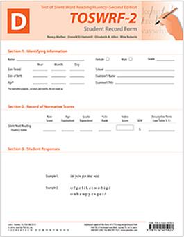TOSWRF-2: Student Record Forms D (100) Nancy Mather, Donald D. Hammill, Elizabeth A. Allen, Rhia Roberts