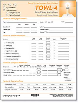 TOWL-4 Record/Story Scoring Forms (50) Donald D. Hammill, Stephen C. Larsen