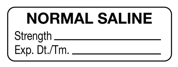 Medical Use Labels - Anesthesia Label, Normal Saline, 1-1/2