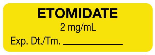 Medical Use Labels - Anesthesia Label, Etomidate 2 Mg/mL, 1-1/2