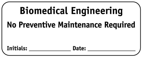 Medical Use Labels - Biomed Engineering No PM Required, 2-1/4