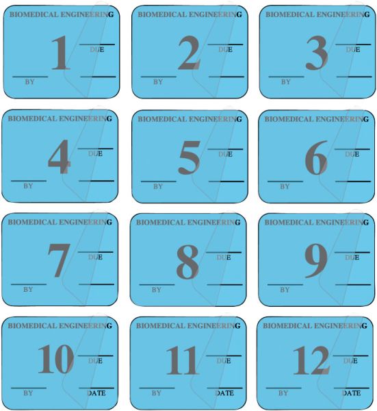 Medical Use Labels - Blue 12 Mo Biomed Equipment Inspection Kit, 1-1/4" x 1"