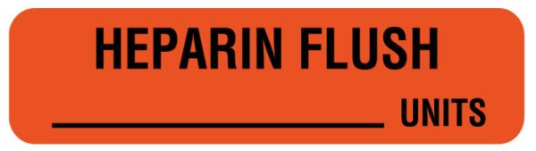 Medical Use Labels - Anesthesia Label, Heparin Flush Units, 1-1/4