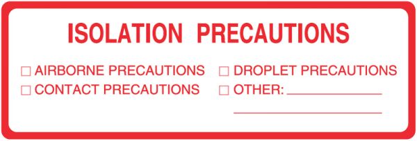 Medical Use Labels - Isolation Precaution Labels, 6