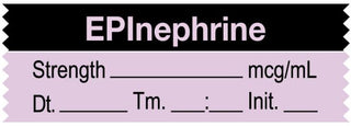 Medical Use Labels - Anesthesia Tape, Epinephrine mcg/mL, Date Time Initial, 1-1/2" x 1/2"