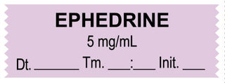 Medical Use Labels - Anesthesia Tape, Ephedrine 5 mg/mL, Date Time Initial, 1-1/2" x 1/2"