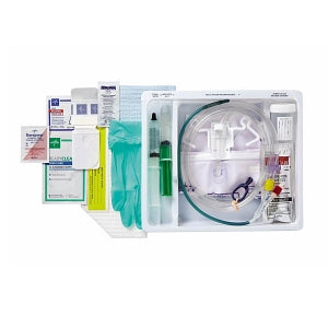Medline Silvertouch 100% Silicone 1-Layer Foley Catheter Tray / Drain Bag - Total One-Layer Tray with Drain Bag, Silvertouch 100% Silicone Foley Catheter, 18 Fr, 10 mL, Peri Wipe - URO170418