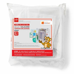 Medline Pediatric 100% Silicone Temperature-Sensing Foley Catheter Tray - Total One-Layer Tray with 400 mL Urine Meter with 2, 500 mL Drain Bag, 100% Temperature-Sensing Silicone Foley Catheter, 6 Fr, 3 mL, Peri Wipe - URO170806T