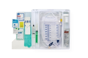 Medline 100% Silicone 1-Layer Foley Catheter Tray with Urine Meter - Total One-Layer Tray with 400 mL Urine Meter with 2, 500 mL Drain Bag, 100% Silicone Foley Catheter, 12 Fr, 10 mL, Peri Wipe - URO170812
