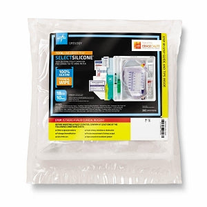 Medline 100% Silicone 1-Layer Foley Catheter Tray with Urine Meter - Total One-Layer Tray with 400 mL Urine Meter with 2, 500 mL Drain Bag, 100% Silicone Foley Catheter, 18 Fr, 10 mL, Peri Wipe - URO170818