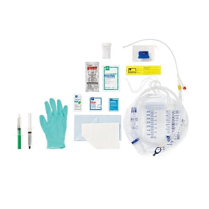 Medline 100% Silicone 1-Layer Foley Catheter Tray with Urine Meter - Total 1-Layer Catheter Trays with 400 mL Urine Meter, 2, 500 mL Drain Bag with Metal-Free Drainage Port, Peri Wipe, Vented Tubing, 100% Silicone Foley Catheter, 18 Fr, 10 mL - URO180818S