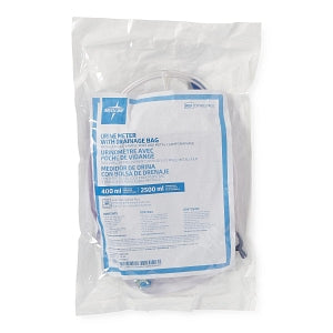 Medline Urine Meters - Urine Meter 400 mL with Drain Bag 2, 500 mL, Vented, Luer Lock, Metal Clamp - URO27403