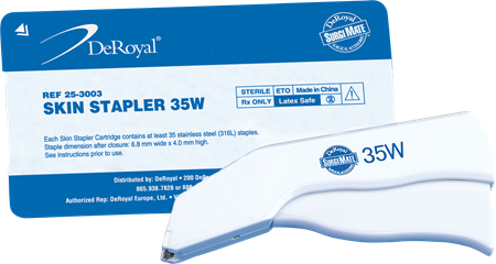 DeRoyal Wound Stapler Deluxe Squeeze Handle Stainless Steel Staples 4.0 mm Staples