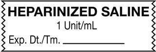 Medical Use Labels - Anesthesia Tape, Heparinized Saline 1 Unit/mL , 1-1/2" x 1/2"